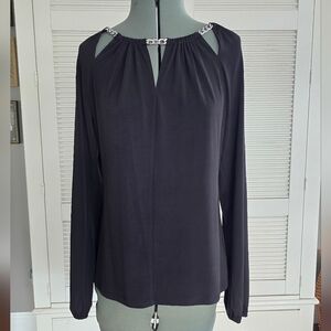 Michael Kors | Black Chain-Accent Blouse
